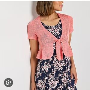 NWT Perceptions Coral Tie-Front Cardigan